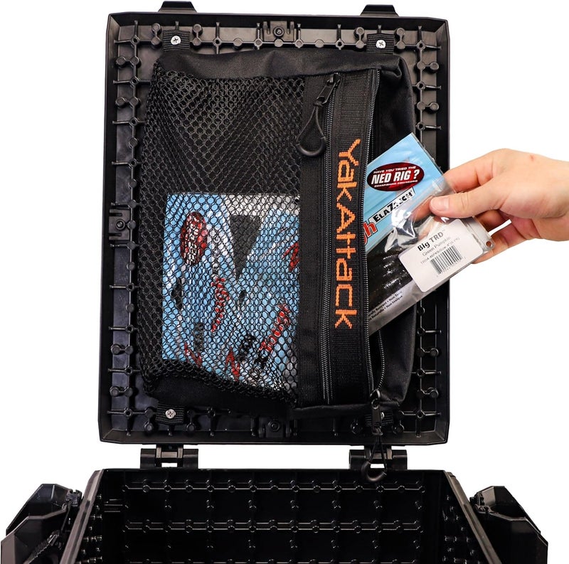 YakAttack 16" Dual Compartment Mesh Storage Bag | Compatible with BlackPak Pro & ShortStak Fishing Crates | Heavy-Duty Mesh with Two Zippered Compartments | Kayak Storage Accessories Organizer - Image 3